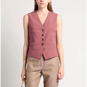 BRUNELLO CUCINELLI Women’s Bead-embellished linen-blend collarless Vest Size 12